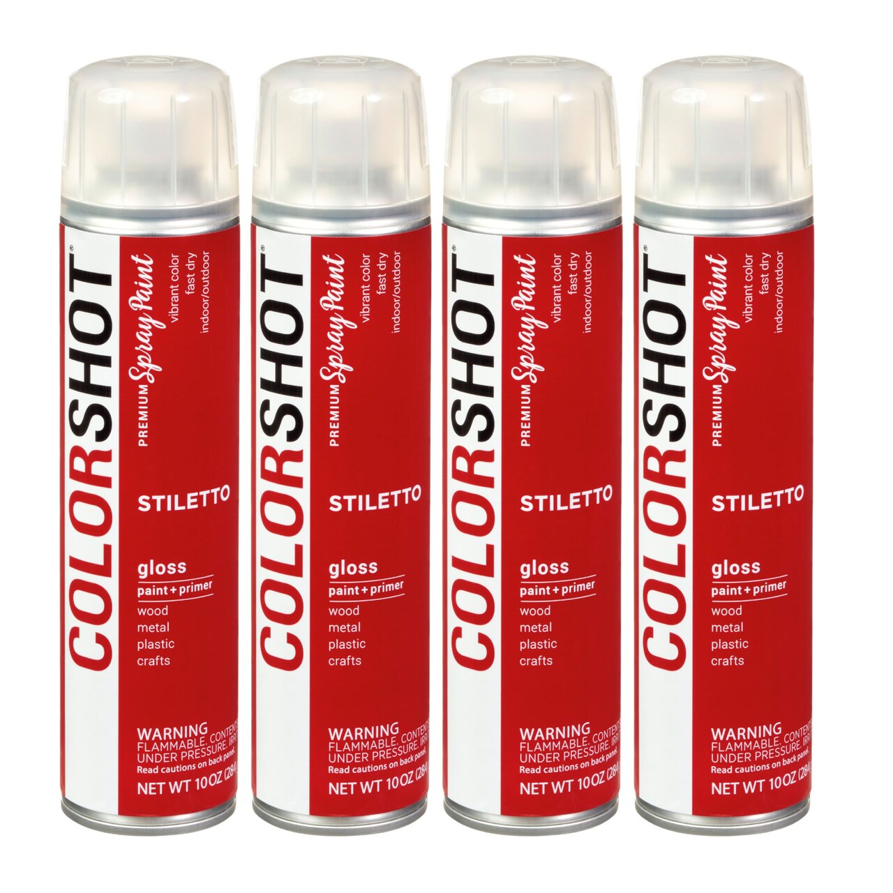 COLORSHOT Gloss Spray Paint Stiletto (Red) 10 oz. 4 Pack